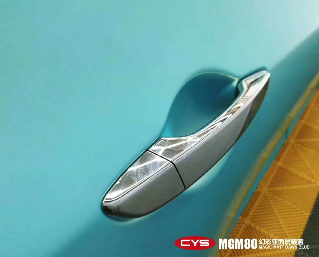 成都靚車會(huì)青羊店現(xiàn)代名圖幻彩亞面晨曦藍(lán)車身改色貼膜
