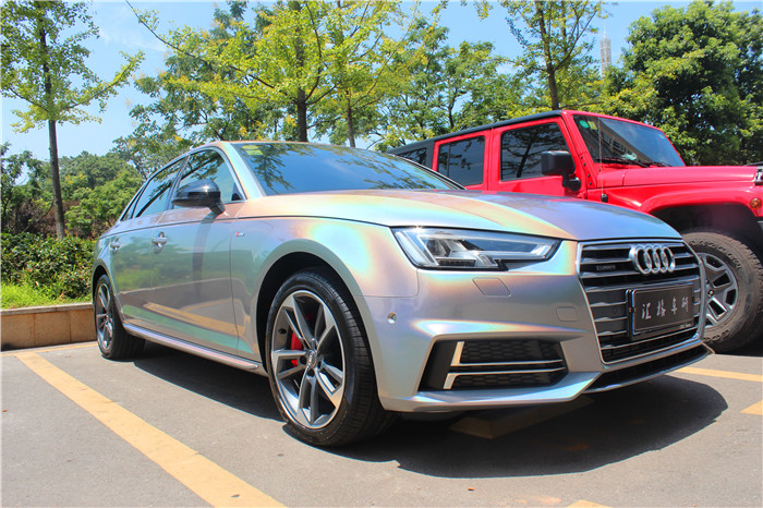 長(zhǎng)沙汽車(chē)改裝貼膜 奧迪改色星空彩虹銀 美國(guó)禿鷹Teckwrap改色膜