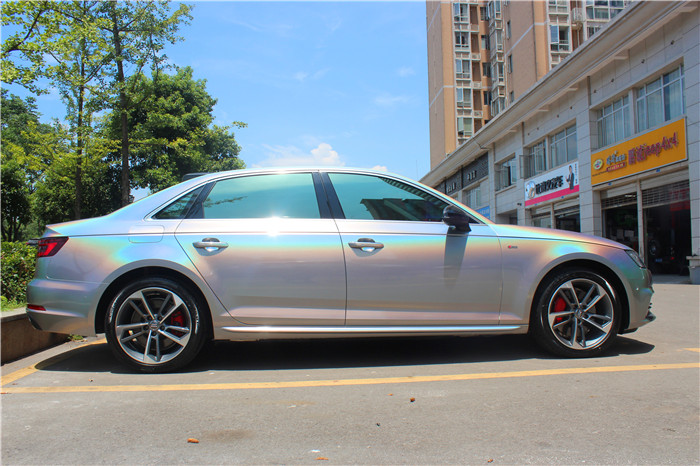 長(zhǎng)沙汽車(chē)改裝貼膜 奧迪改色星空彩虹銀 美國(guó)禿鷹Teckwrap改色膜