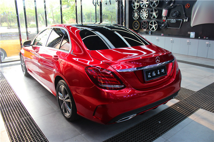 長(zhǎng)沙車身貼膜 奔馳改色貼膜 美國(guó)Teckwrap水晶烈焰紅汽車改色膜