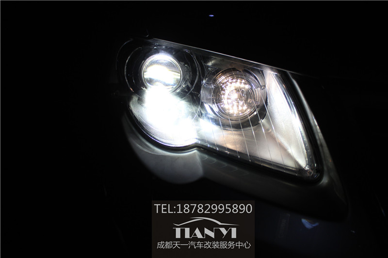 成都老款邁騰B6改車燈氙氣改裝米石M2 LED大燈雙光隨動透鏡