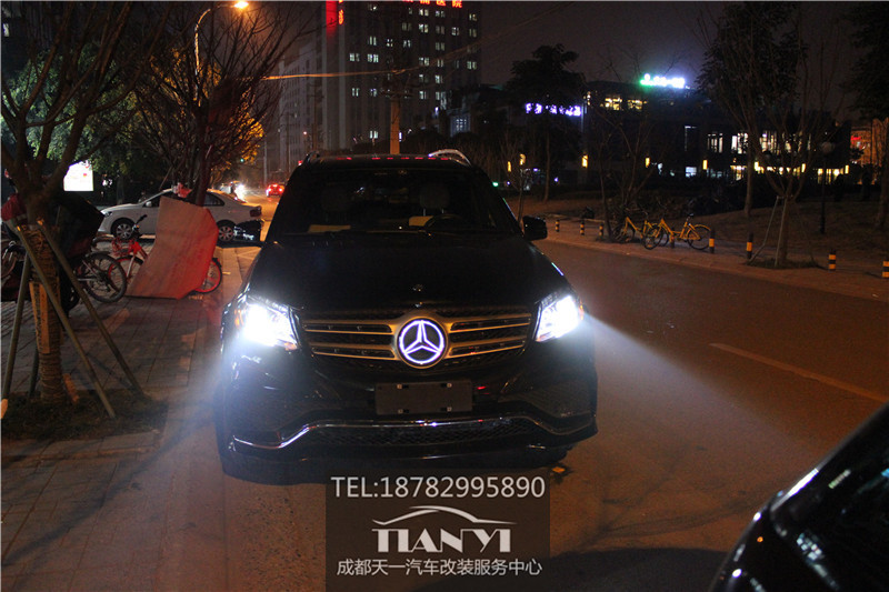 成都全新奔馳GLS400改車燈改裝米石LED大燈總成雙光透鏡