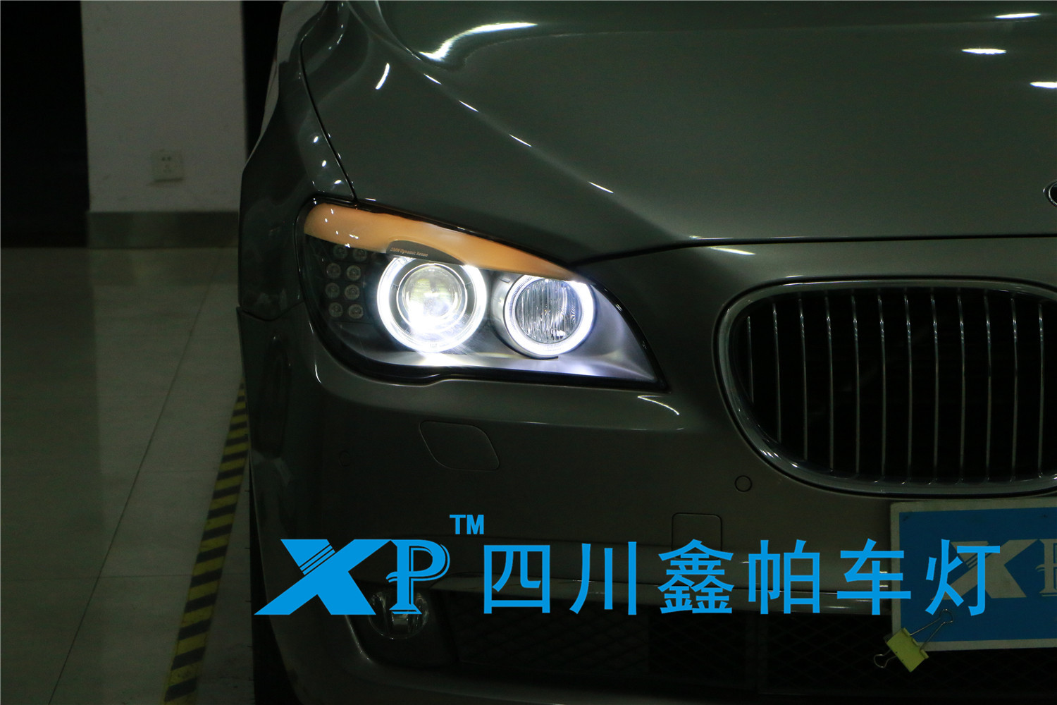 寶馬730 740 黃色天使眼改白色大燈升級LED惡魔眼雙光透鏡氙氣燈