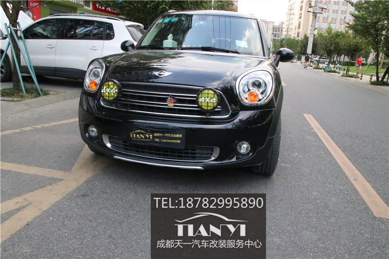 成都改車(chē)燈寶馬迷你mini改裝M2米石LED大燈雙光透鏡