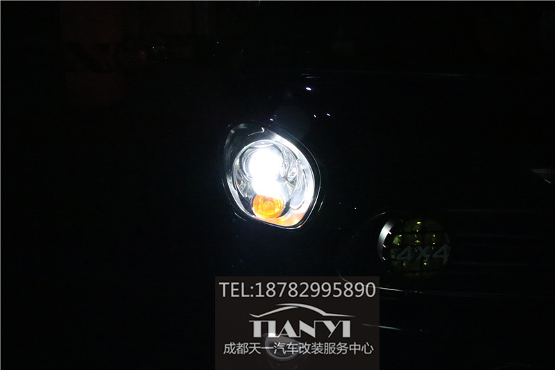 成都改車(chē)燈寶馬迷你mini改裝M2米石LED大燈雙光透鏡