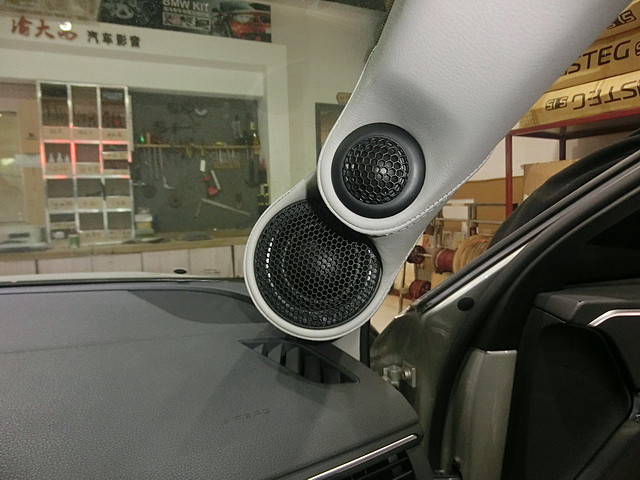 奧迪A4L汽車音響改裝德國零點意大利史泰格三分頻喇叭DSP處理器功放 重慶渝大昌