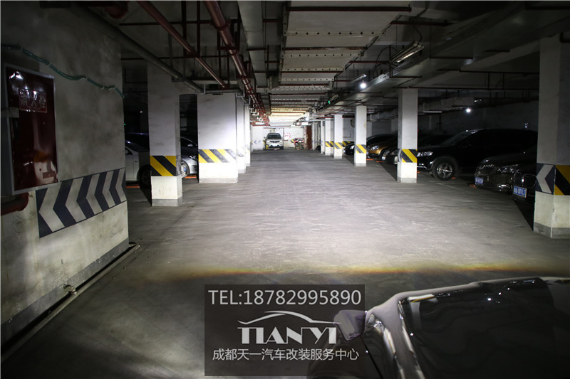 成都車燈改裝店邁騰B8豪華版LED燈泡改裝米石透鏡