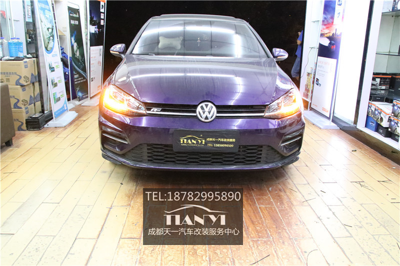 成都高爾夫7.5代R-line改裝米石LED大燈透鏡原車LED隨動總成全國首例