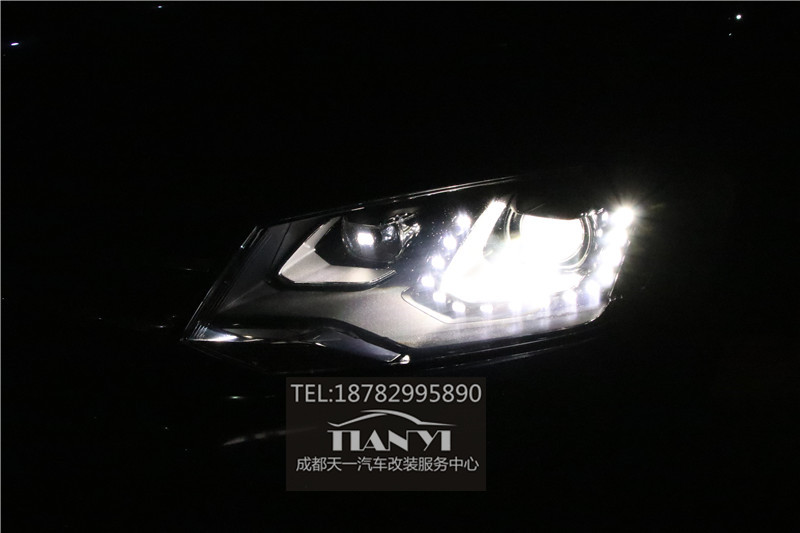 成都途銳低配改裝高配隨動(dòng)轉(zhuǎn)向LED大燈總成鹵素改氙氣燈