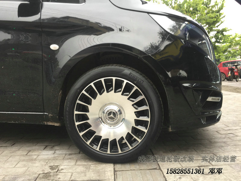 奔馳V260 定制19寸鍛造懸浮蓋輪轂裝車