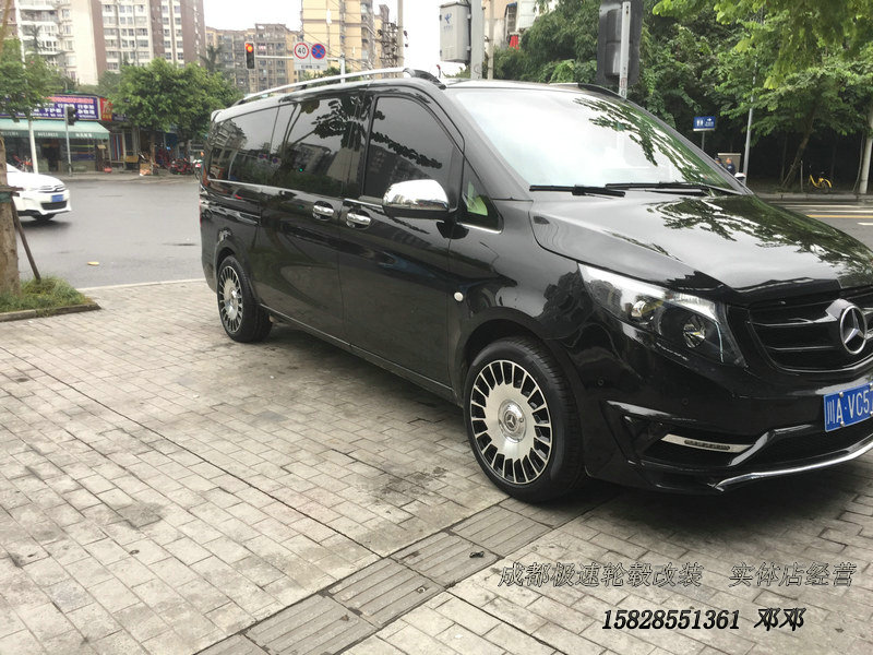 奔馳V260 定制19寸鍛造懸浮蓋輪轂裝車