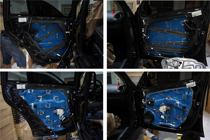 重庆渝大昌汽车音响改装之奔驰GL350全车隔音降噪改装安博士蓝钻汽车隔音吸音棉