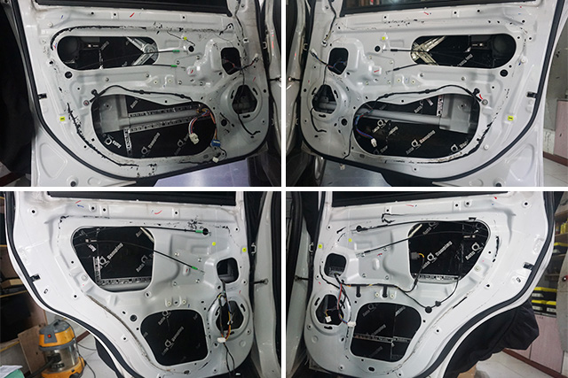 重慶渝大昌汽車音響改裝之三菱歐藍德全車隔音降噪改裝安博士藍鉆寶貝汽車隔音吸音棉