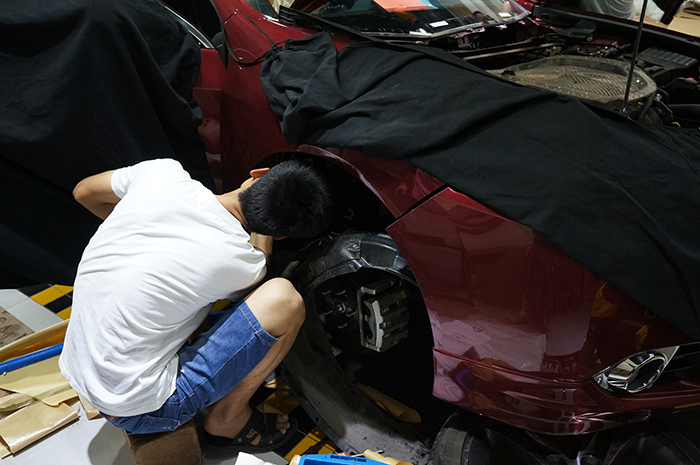 重慶渝大昌汽車音響改裝之本田思鉑睿全車安博士汽車隔音吸音棉降噪