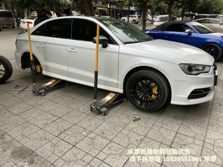 成都銳捷輪轂改裝中心 奧迪A3改裝升級19寸廣為鍛造刀鋒輪轂