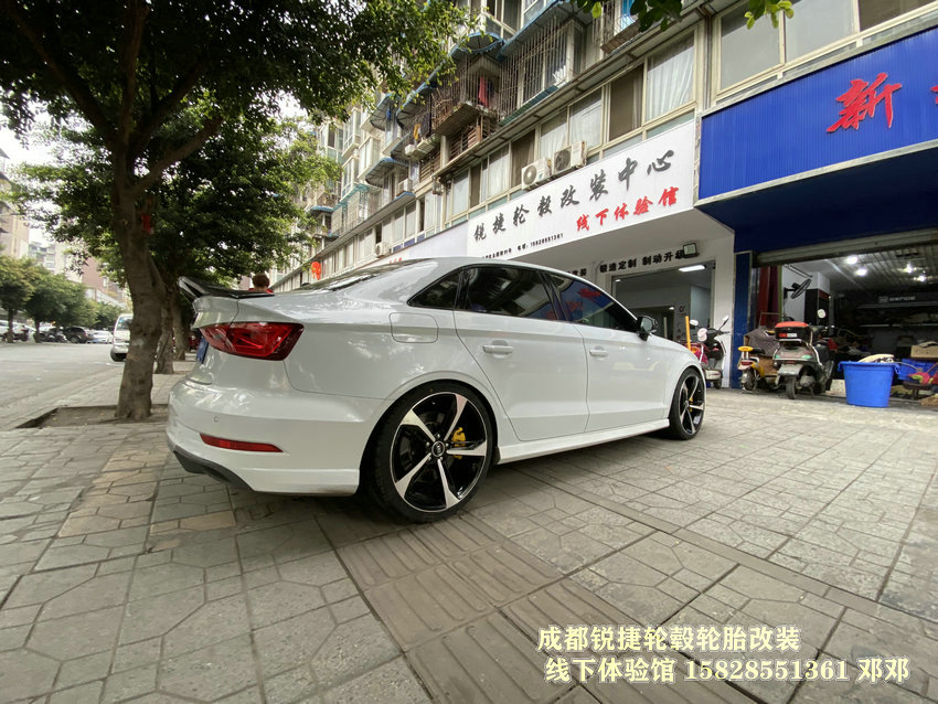 成都銳捷輪轂改裝中心 奧迪A3改裝升級19寸廣為鍛造刀鋒輪轂