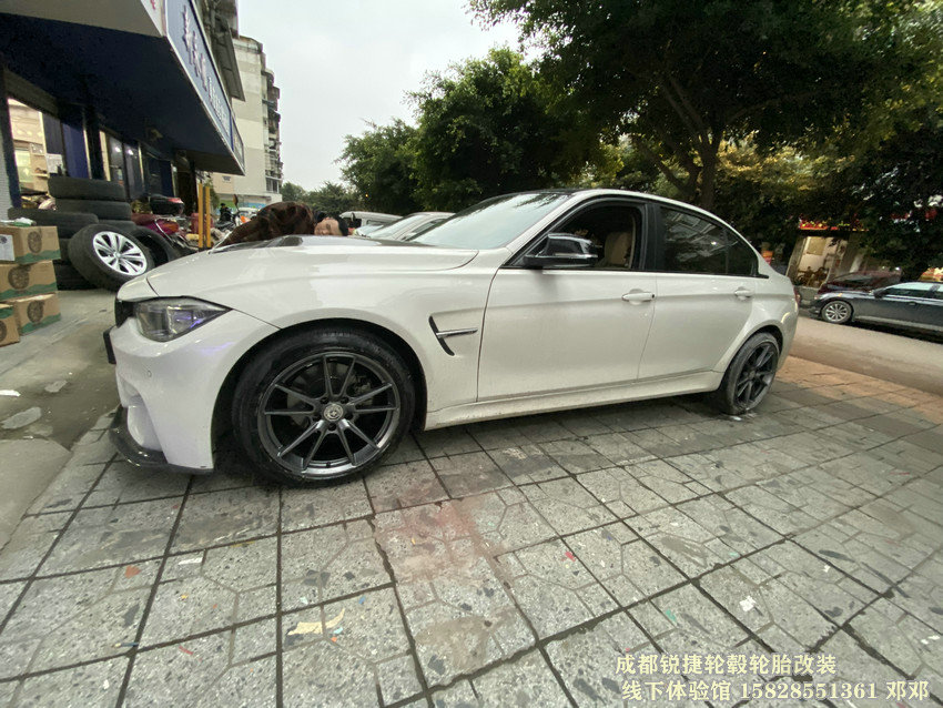 成都銳捷輪轂改裝中心 寶馬3系改裝19寸定制鍛造輪轂裝車