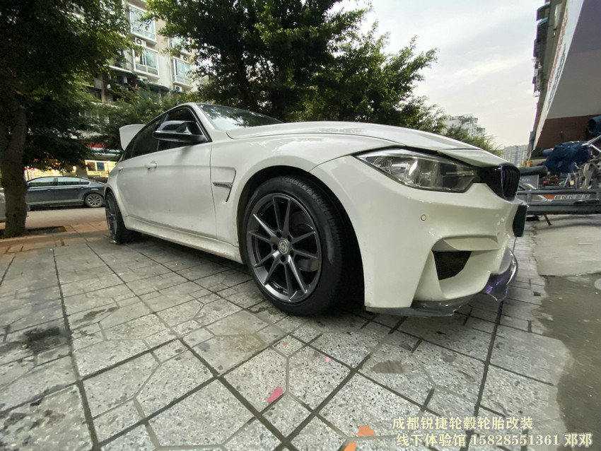 成都銳捷輪轂改裝中心 寶馬3系改裝19寸定制鍛造輪轂裝車