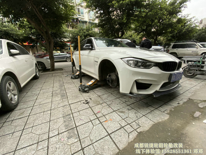 成都銳捷輪轂改裝中心 寶馬3系改裝19寸定制鍛造輪轂裝車