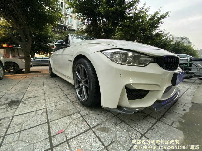 成都銳捷輪轂改裝中心 寶馬3系改裝19寸定制鍛造輪轂裝車