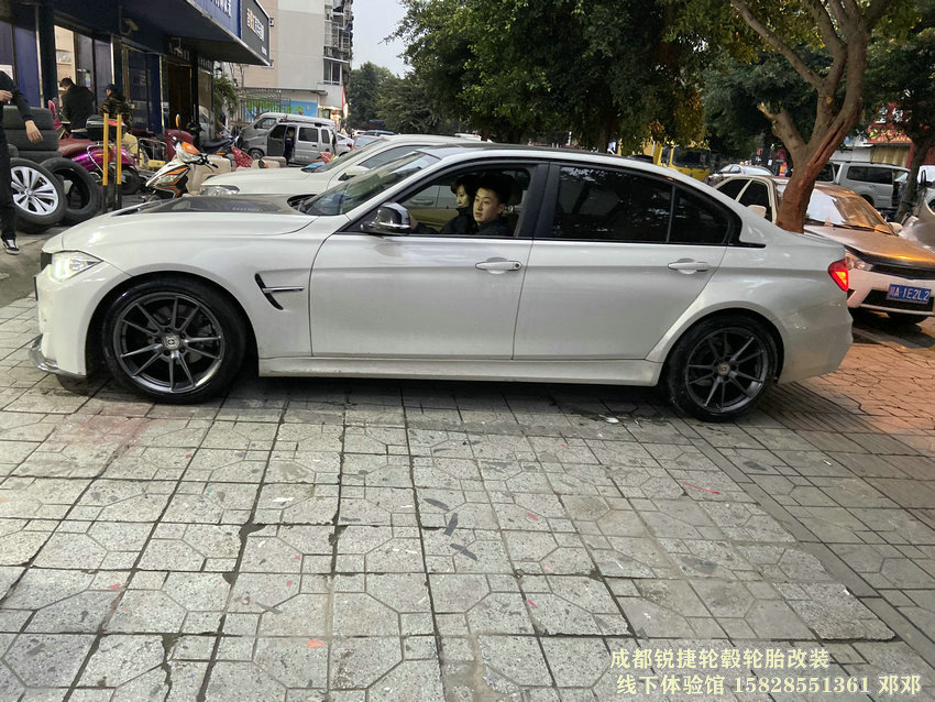 成都銳捷輪轂改裝中心 寶馬3系改裝19寸定制鍛造輪轂裝車