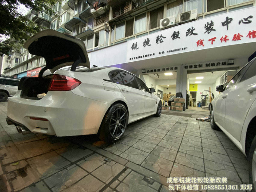 成都銳捷輪轂改裝中心 寶馬3系改裝19寸定制鍛造輪轂裝車