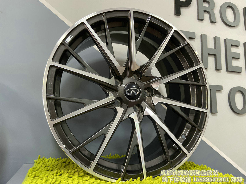 成都銳捷輪轂改裝中心 英菲尼迪Q50改裝19寸定制鍛造輪轂裝車