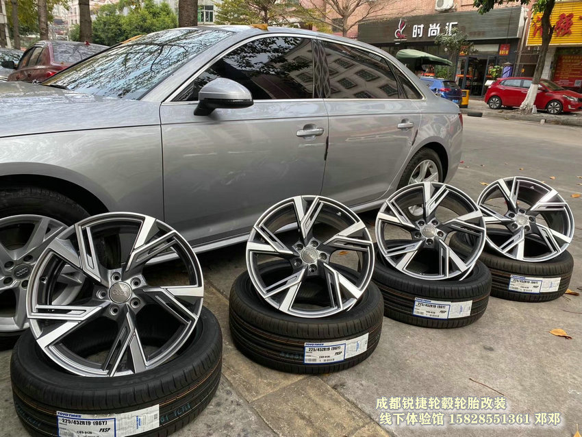 奧迪A4改裝19寸RS款鍛造輪轂 裝車案例成都銳捷輪轂