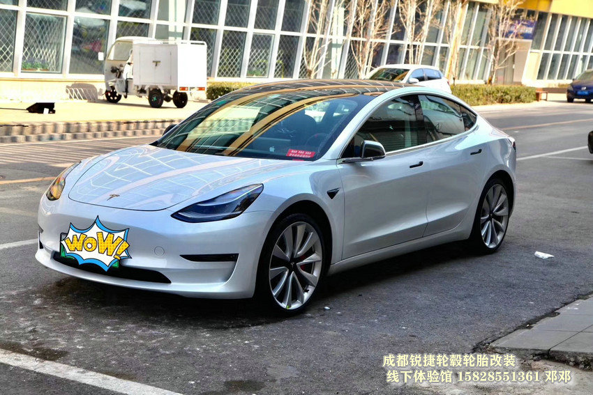 特斯拉Model 3  改裝升級原裝20寸輪轂套件 安裝完成 成都銳捷輪轂