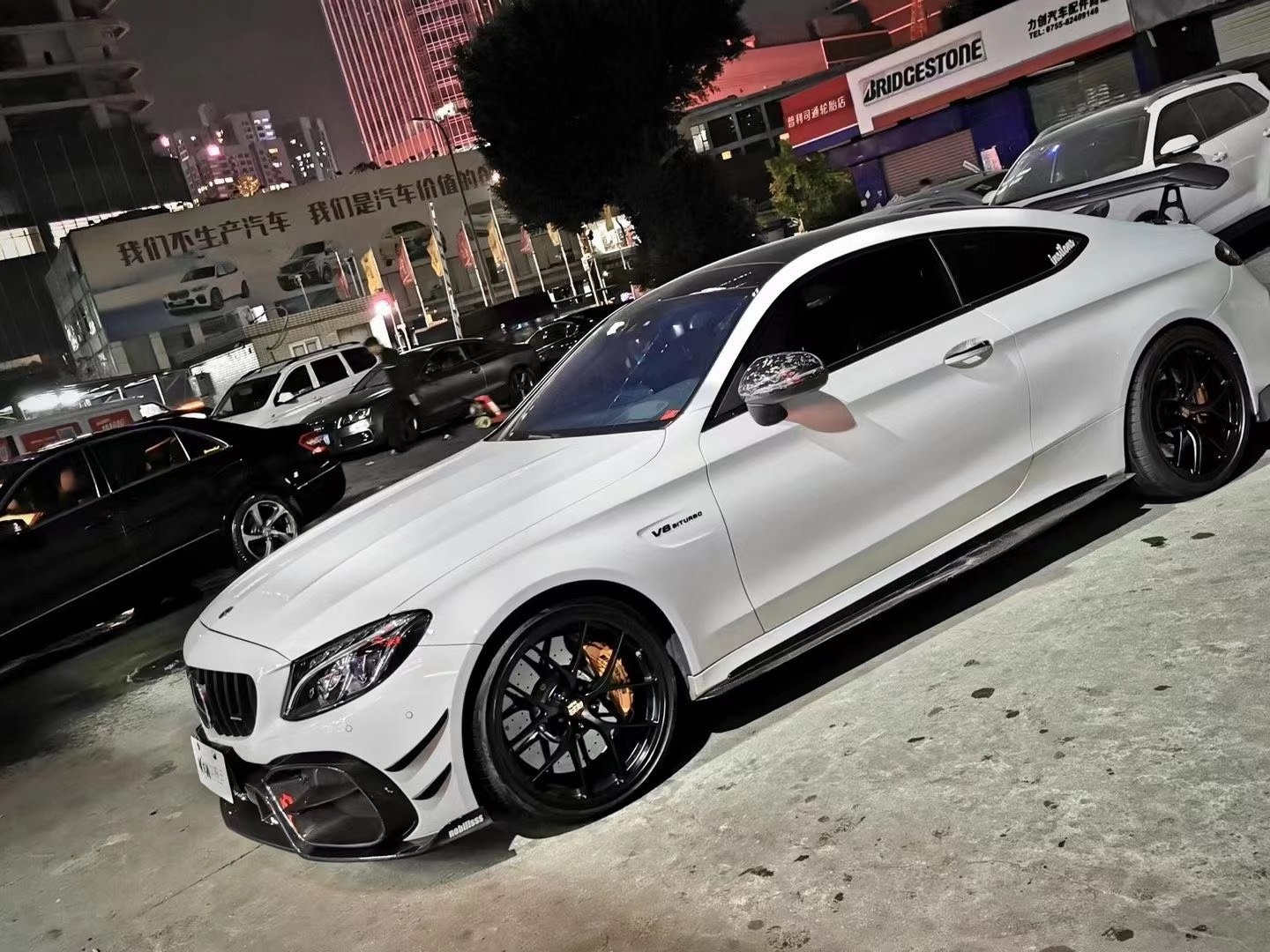 奔馳C63S coupe 換日本鈴?fù)魾BS RID 啞黑色 20寸