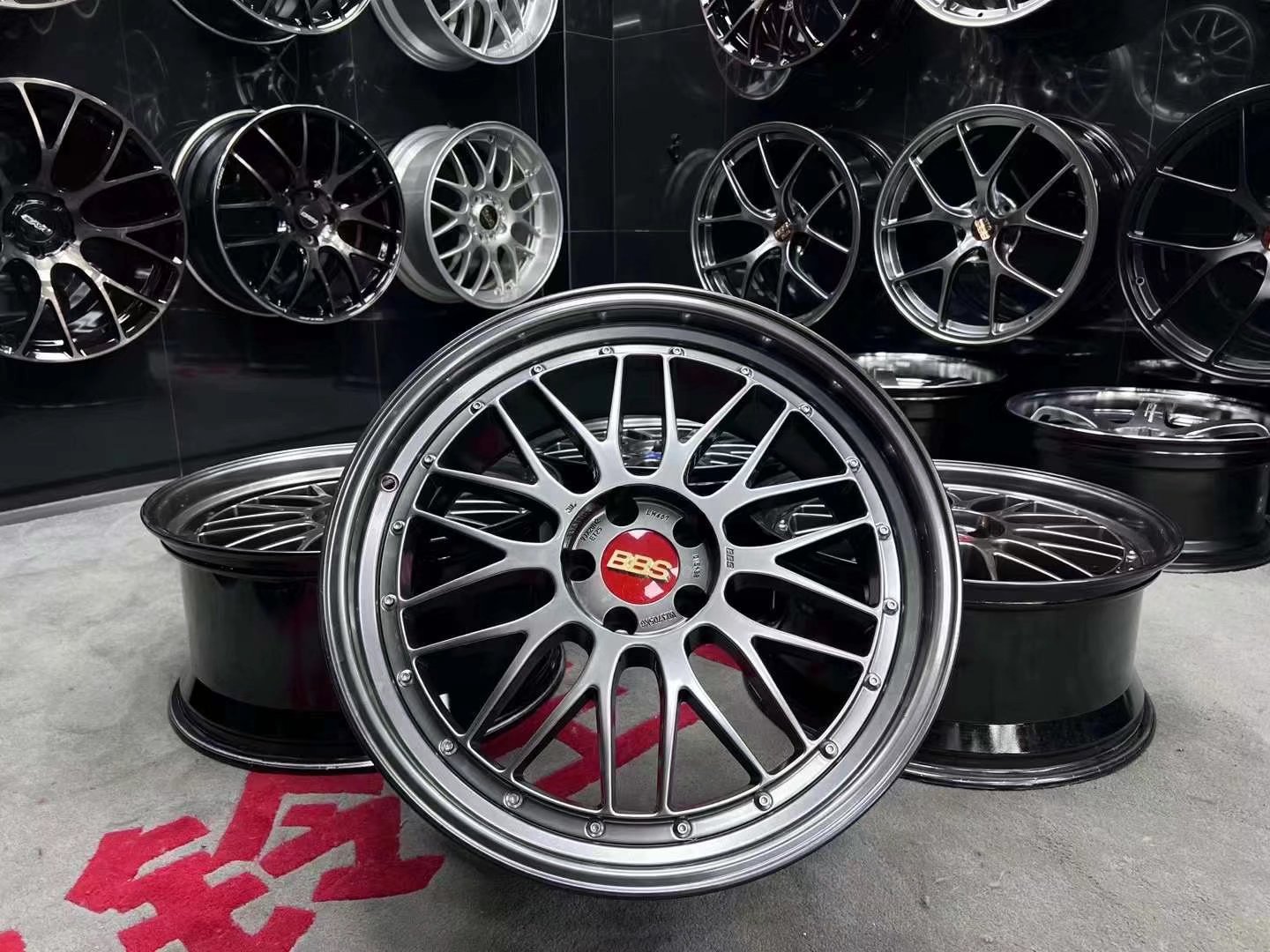 拆車 日本  BBS LM DB-DB 限量配色，非常少有 絕版配色 20寸9J ET25 10J ET38 5×112